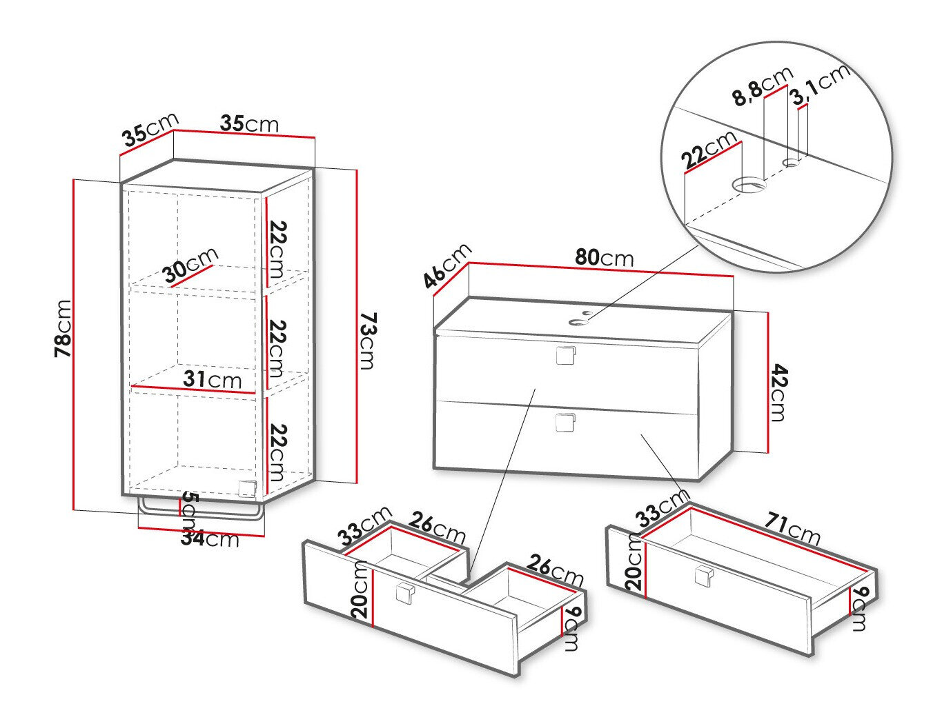Badeværelsessæt Orlvera 104 (Hvid)