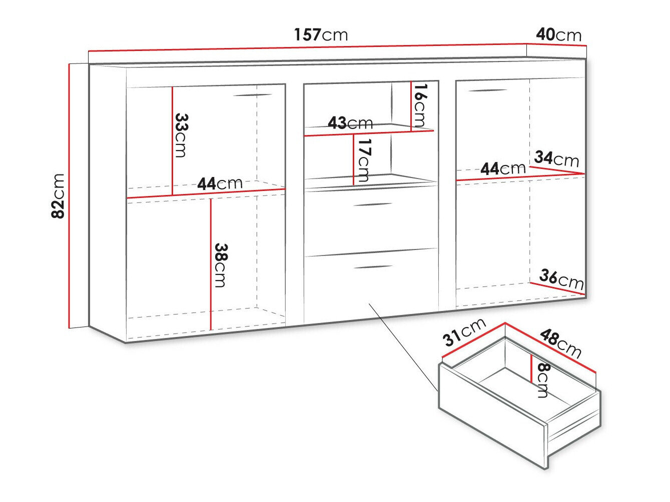 Kommode Tucson 104 (Hvid)