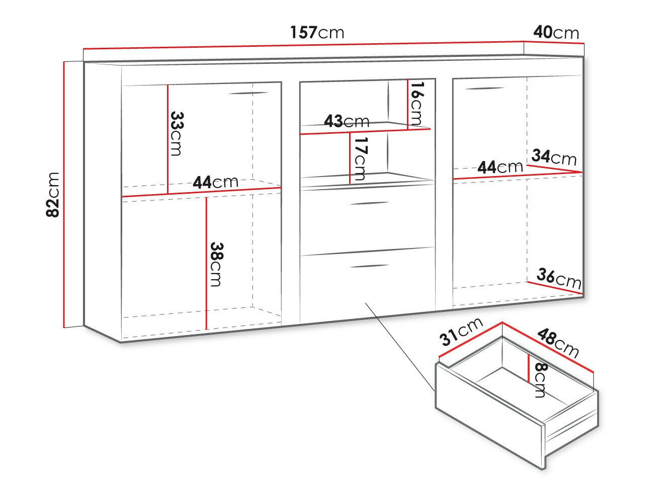 Kommode Tucson 104 (Lefkas eg + Grafit)