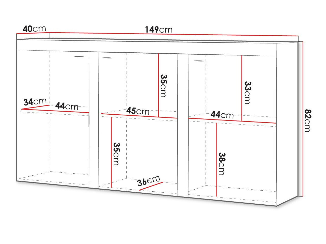 Skænk Tucson 121 (Hvid + Beton)