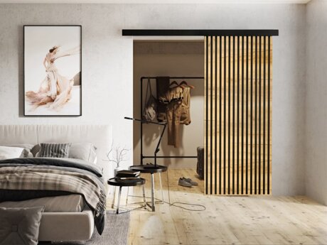 Skydedør Dover 202 (Craft gylden eg + Sort)