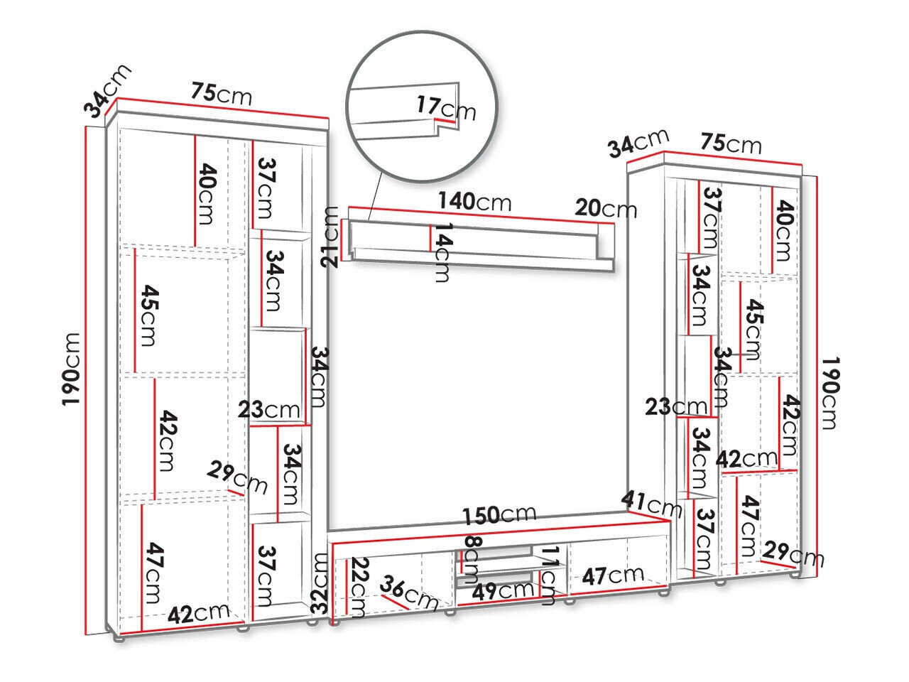 Stuemøbelsæt Tucson 107 (Hvid)