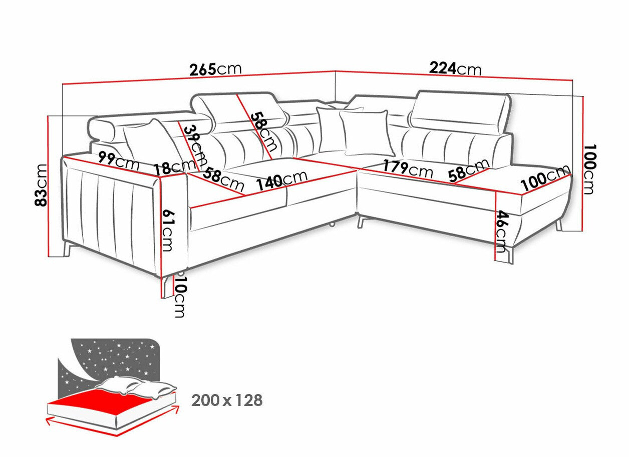 Hjørnesofa Sarasota 148 (Mono 242 + Botanical 36)