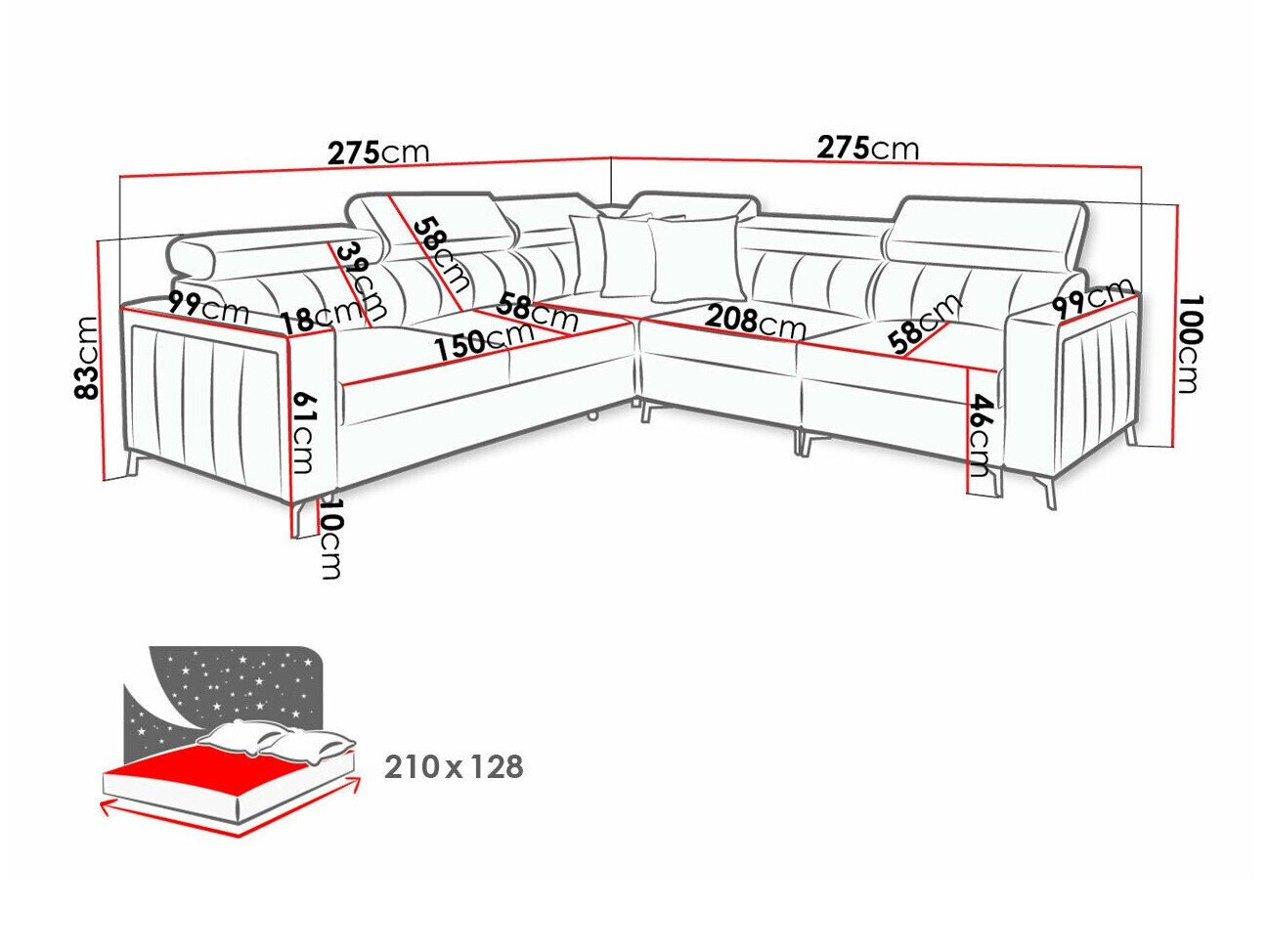Hjørnesofa Sarasota 152 (Mono 231 + Botanical 36)