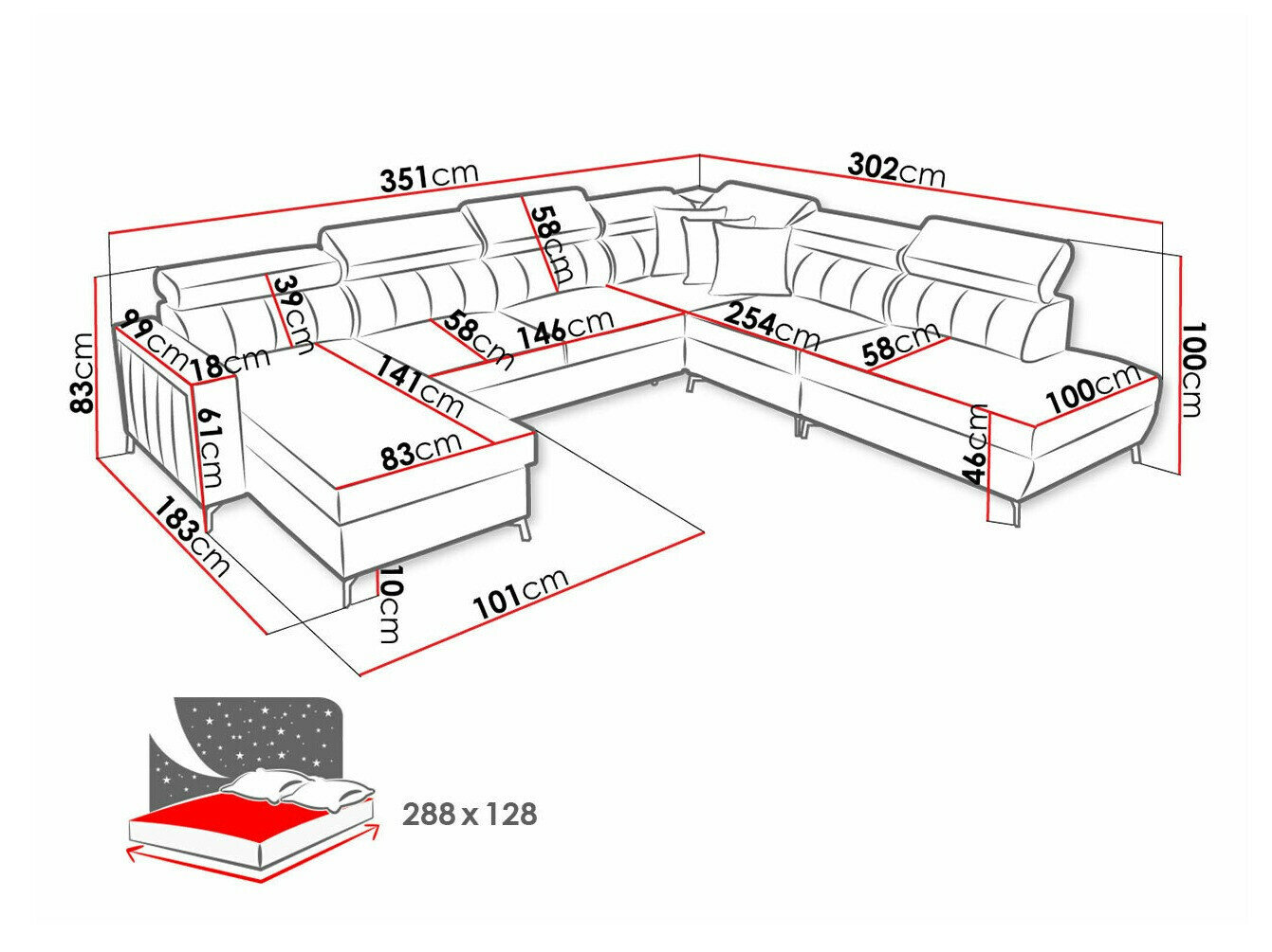Hjørnesofa Sarasota 155 (Mono 231 + Botanical 36)