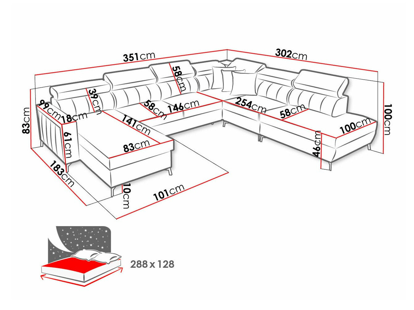 Hjørnesofa Sarasota 155 (Mono 235 + Botanical 36)