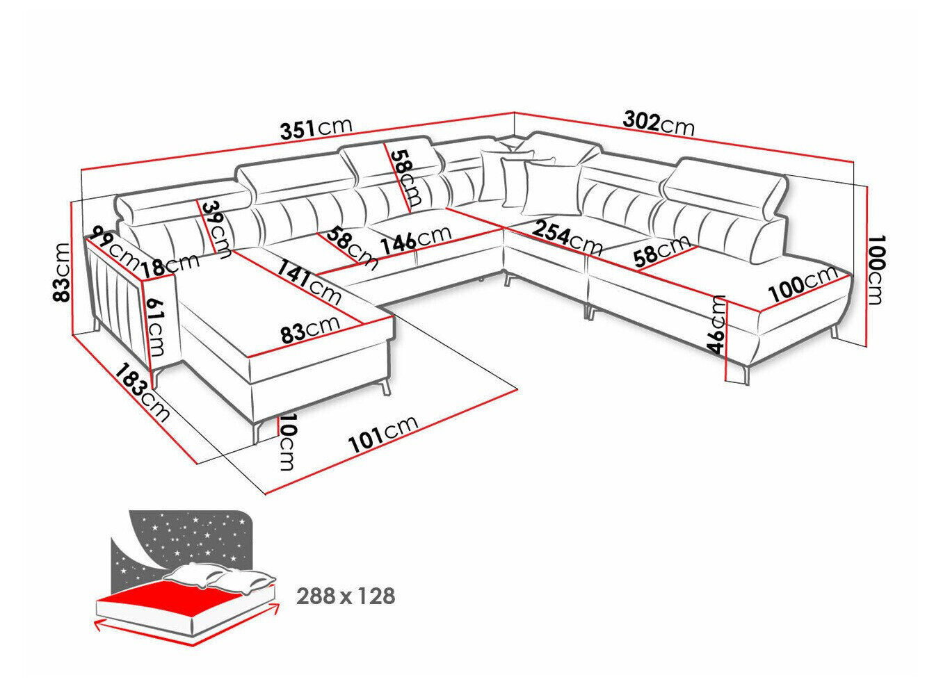Hjørnesofa Sarasota 155 (Mono 242 + Botanical 36)
