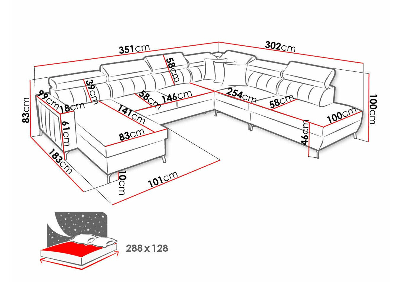 Hjørnesofa Sarasota 155 (Mono 242 + Botanical 36)