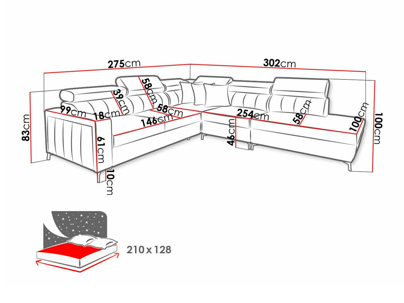 Hjørnesofa Sarasota 156 (Mono 231 + Botanical 36)