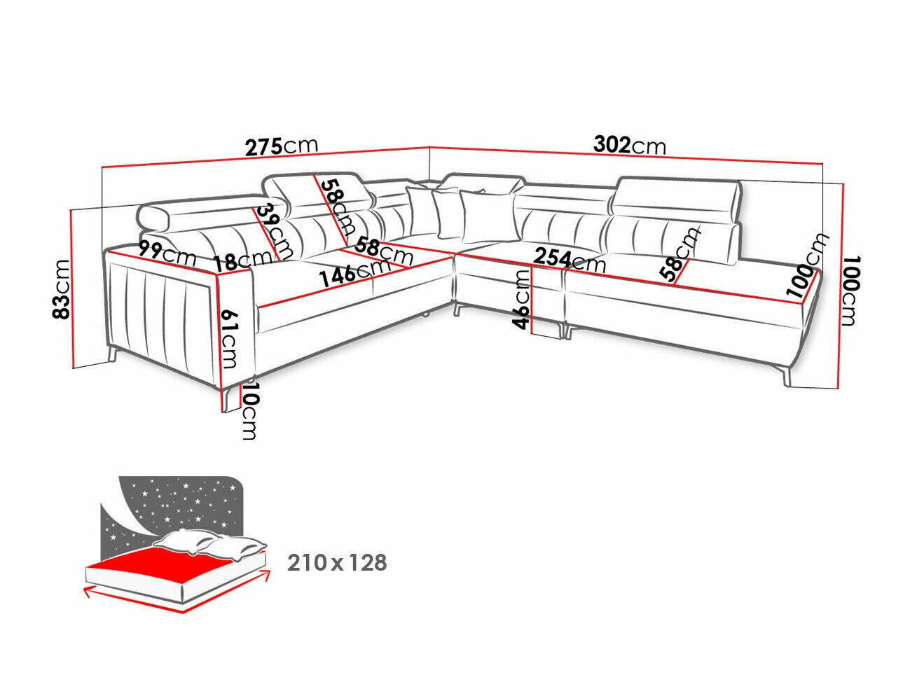 Hjørnesofa Sarasota 156 (Mono 242 + Botanical 36)