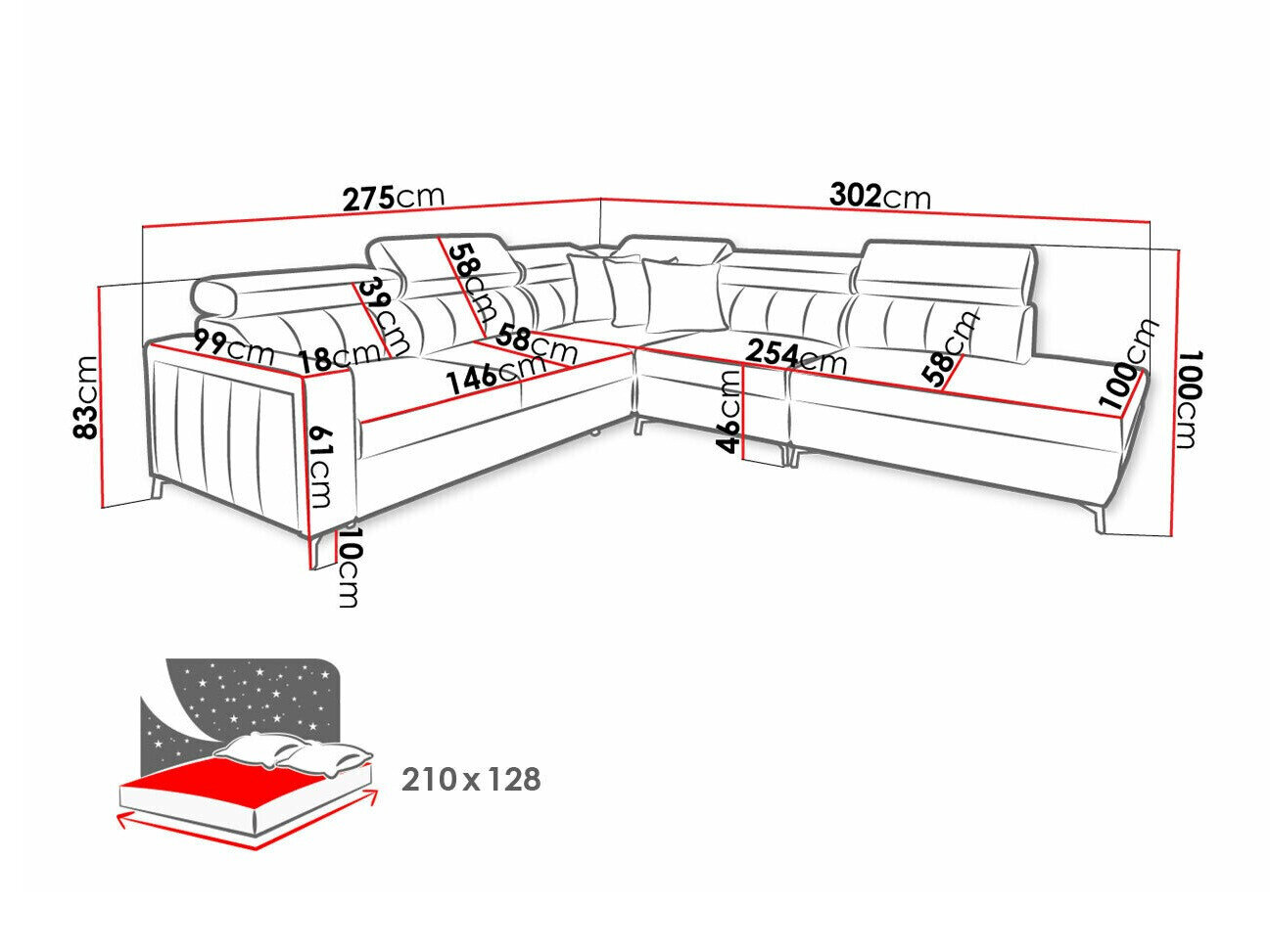 Hjørnesofa Sarasota 156 (Mono 242 + Botanical 36)