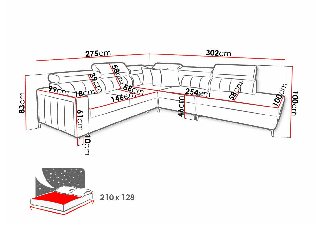 Hjørnesofa Sarasota 156 (Mono 244 + Botanical 36)