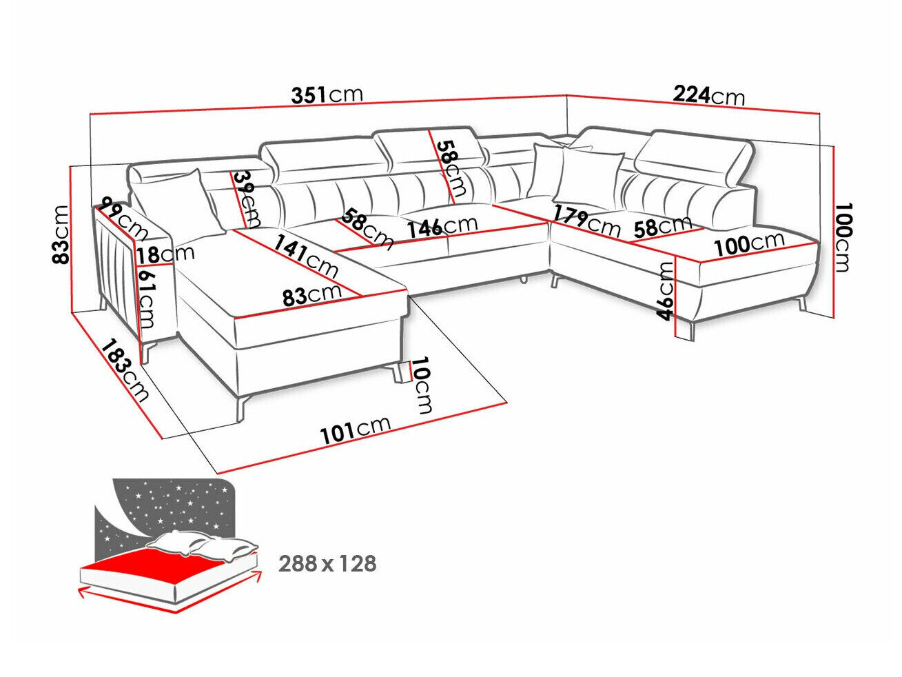 Hjørnesofa Sarasota 158 (Mono 234 + Botanical 36)