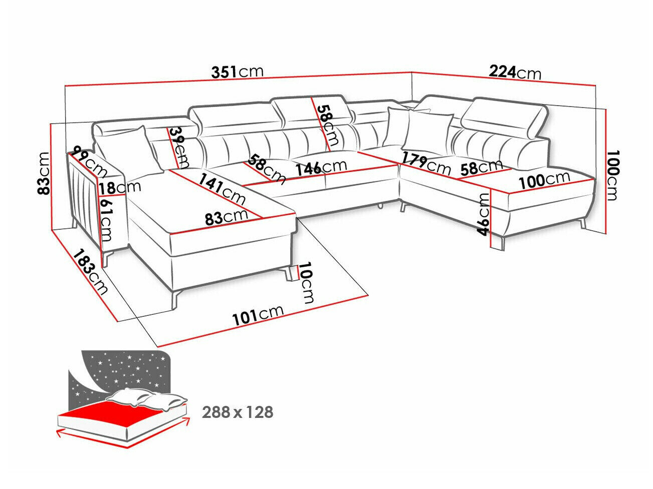 Hjørnesofa Sarasota 158 (Mono 235 + Botanical 36)