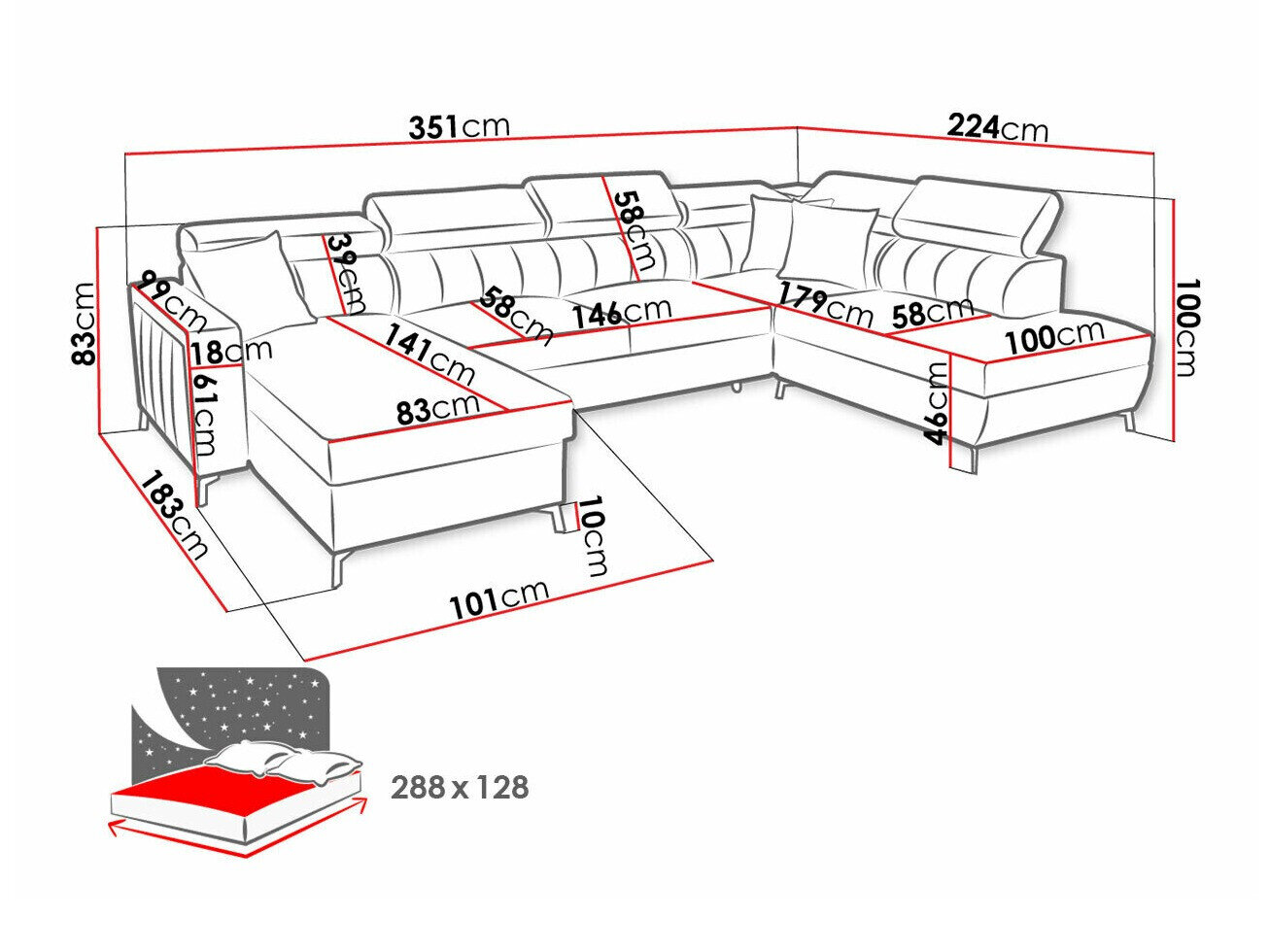 Hjørnesofa Sarasota 158 (Mono 242 + Botanical 36)