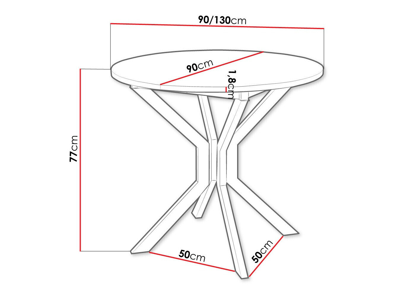 Bord Edmond 111 (Grå marmor + Sort)