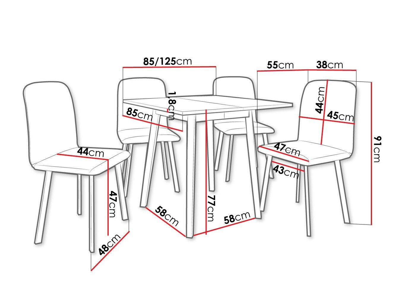 Spisestuesæt Edmond 116 (Craft gylden eg + Sort)