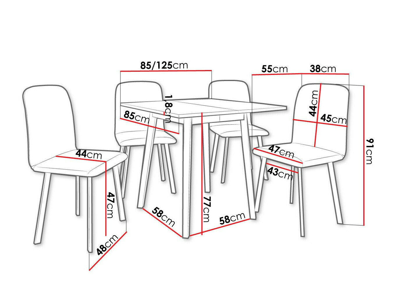 Spisestuesæt Edmond 116 (Craft gylden eg + Sort)