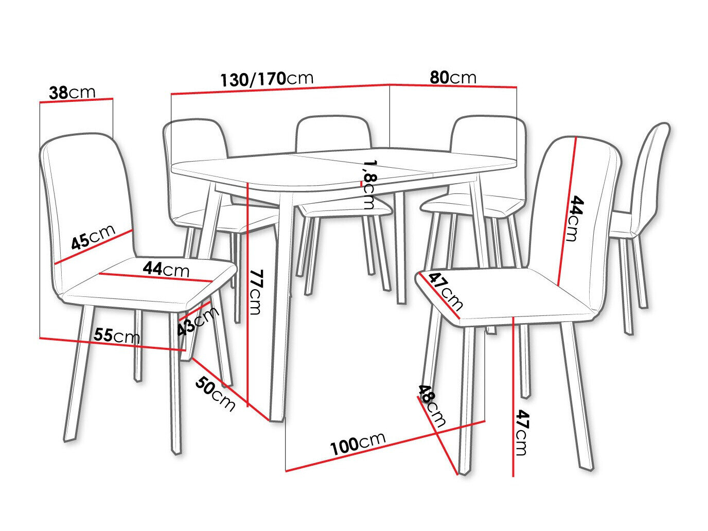 Spisestuesæt Edmond 117 (Craft gylden eg + Sort)