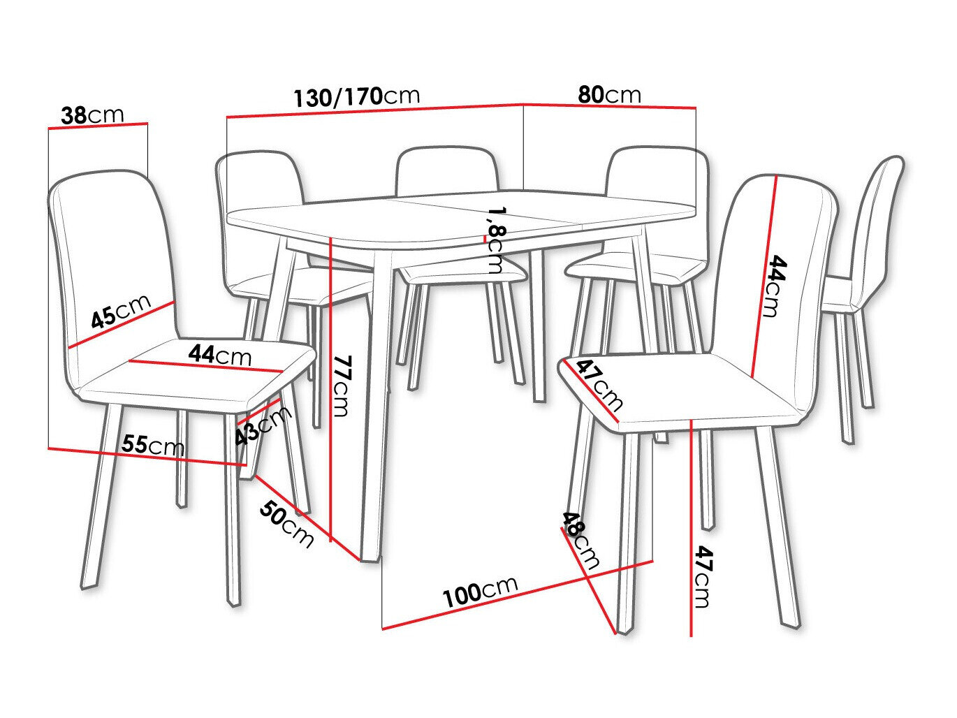Spisestuesæt Edmond 117 (Craft gylden eg + Sort)