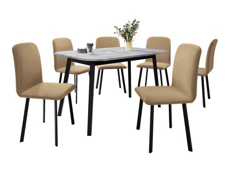 Spisestuesæt Edmond 117 (Grå marmor + Sort)