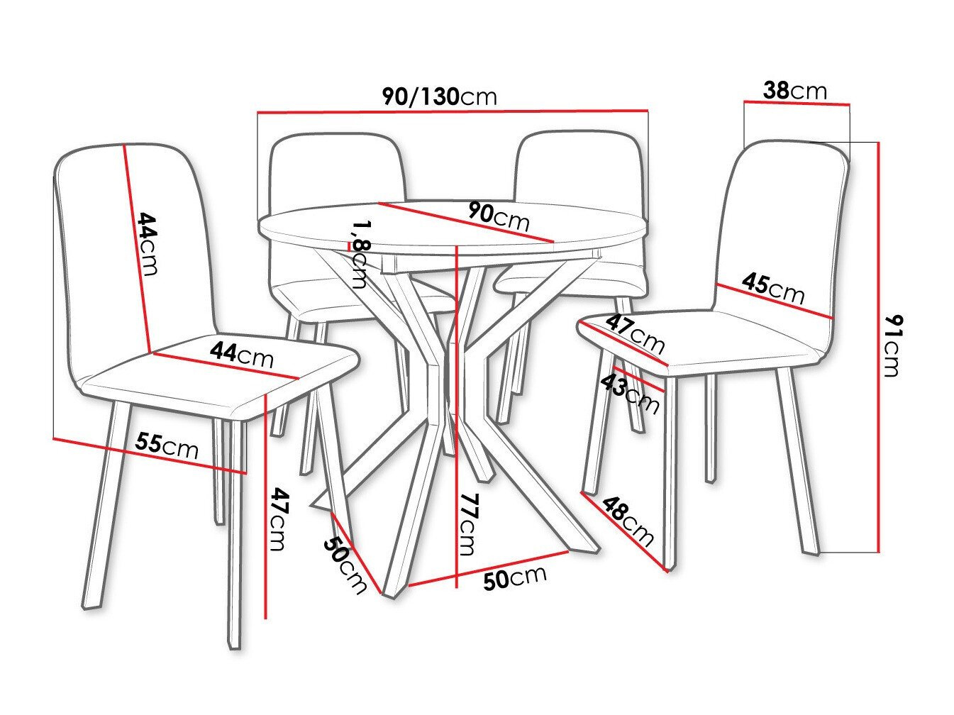 Spisestuesæt Edmond 118 (Craft gylden eg + Sort)