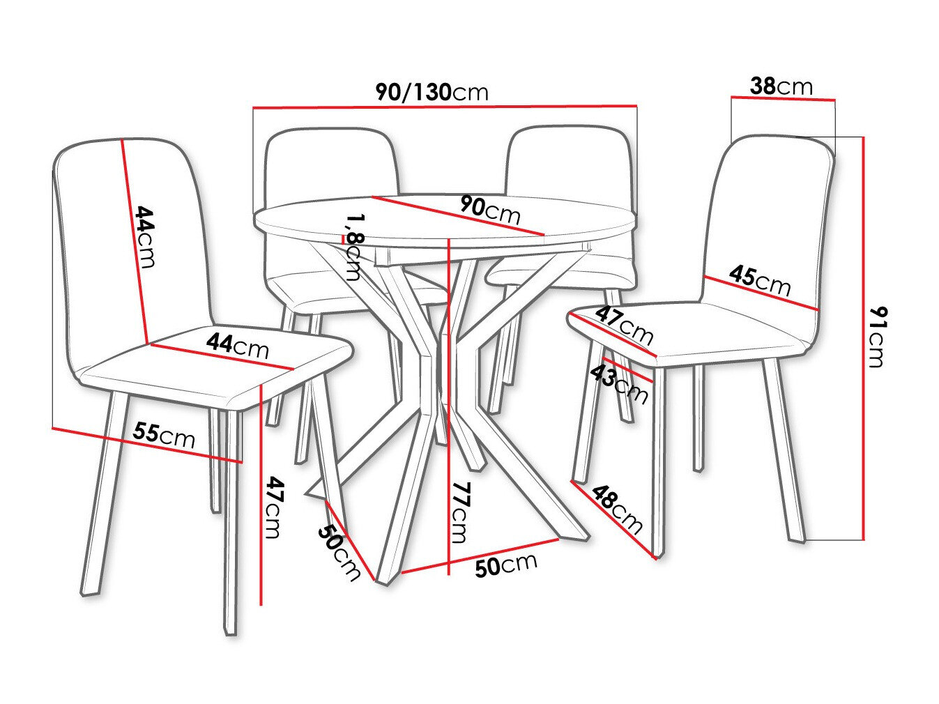 Spisestuesæt Edmond 118 (Craft gylden eg + Sort)