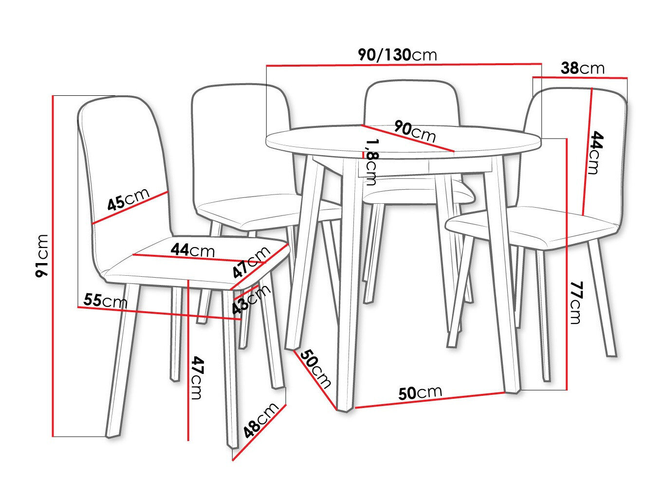 Spisestuesæt Edmond 119 (Craft gylden eg + Sort)