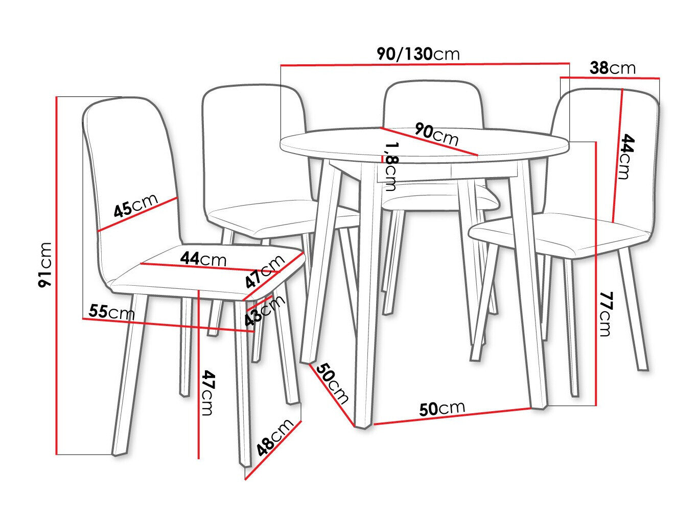 Spisestuesæt Edmond 119 (Craft gylden eg + Sort)