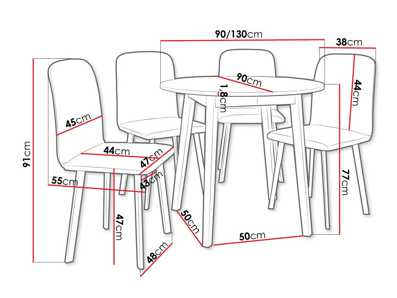 Spisestuesæt Edmond 119 (Craft gylden eg + Sort)
