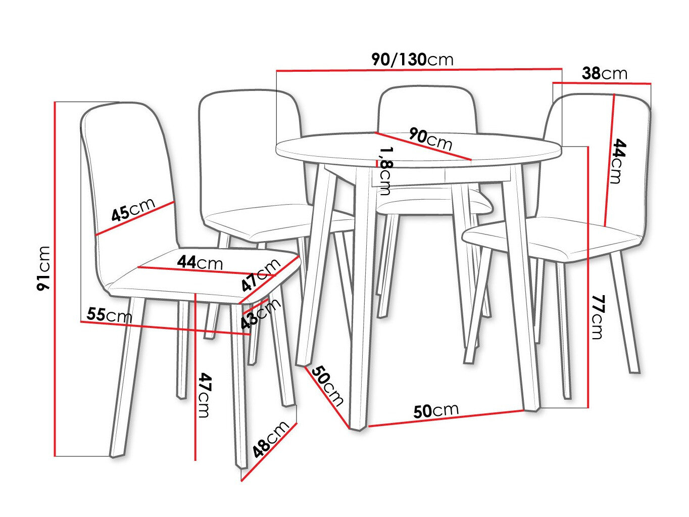 Spisestuesæt Edmond 119 (Grå marmor + Sort)