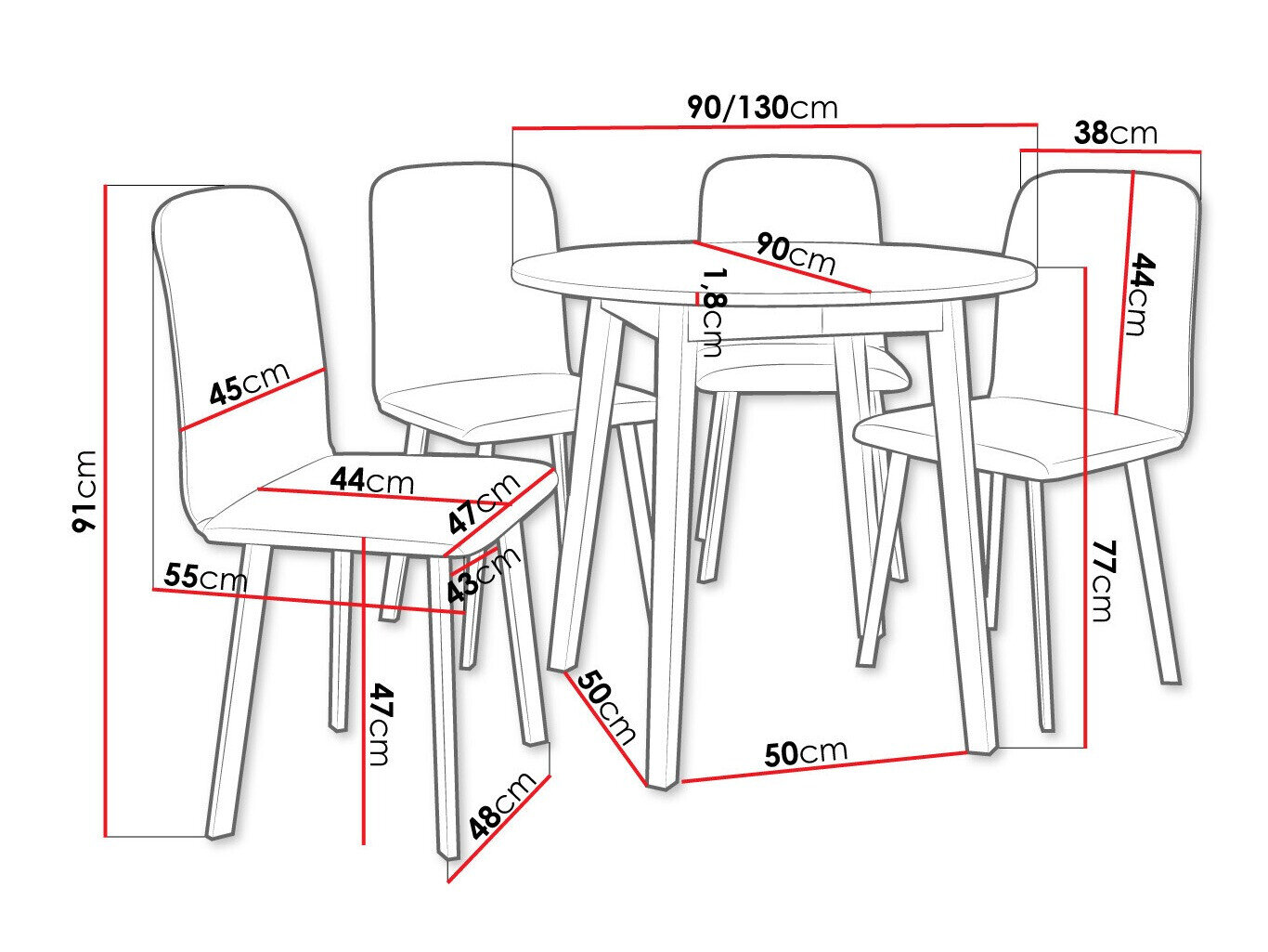 Spisestuesæt Edmond 119 (Grå marmor + Sort)