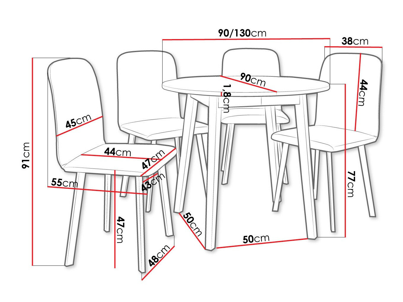 Spisestuesæt Edmond 119 (Grå marmor + Sort)