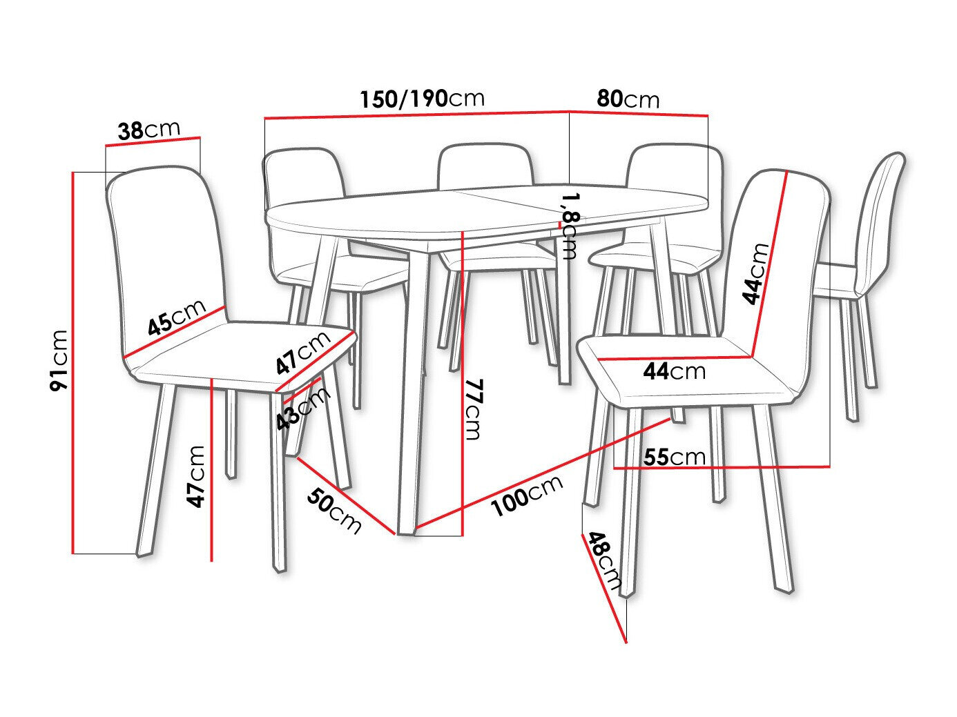 Spisestuesæt Edmond 121 (Grå marmor + Sort)