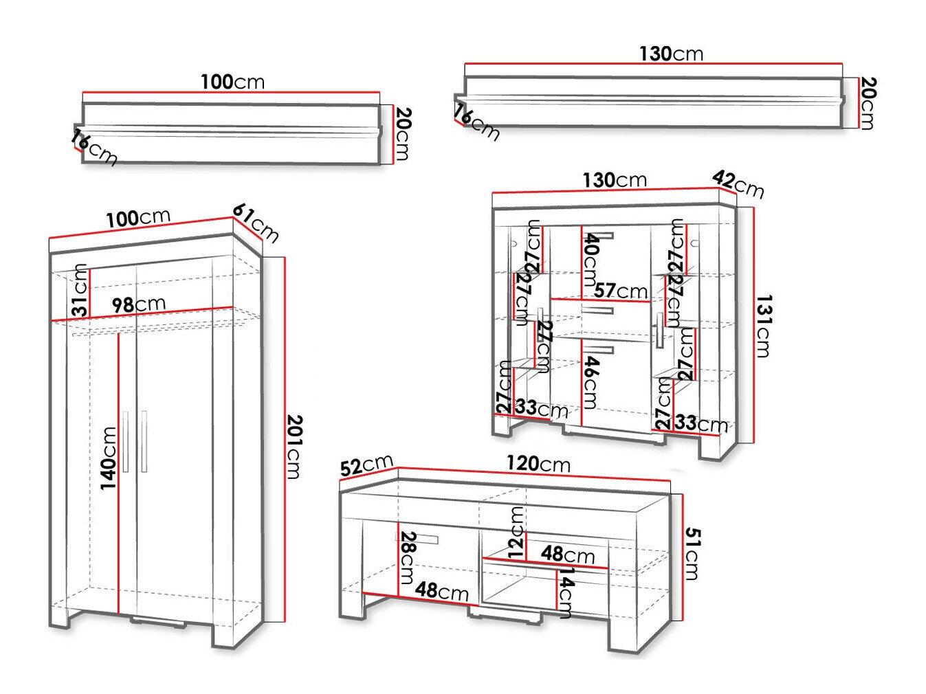 Stuemøbelsæt Melfeli 127 (Sonoma eg)