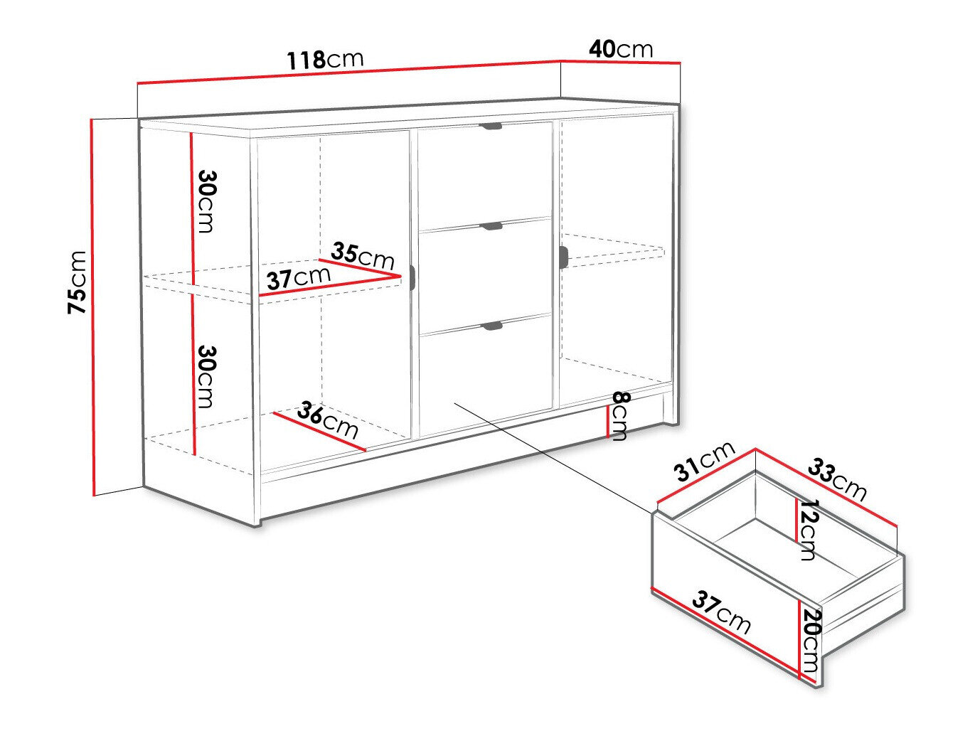 Kommode Comfivo Larmire 101 (Hvid)