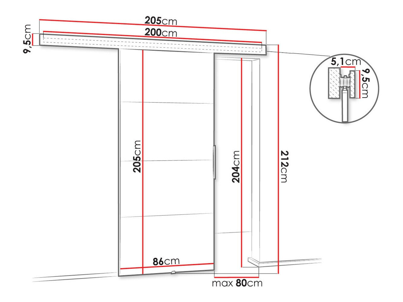 Skydedør Dover 144 (Mørk aske)
