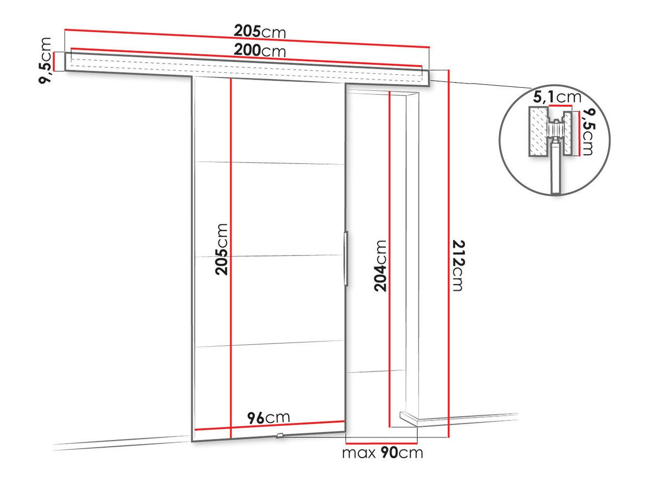 Skydedør Dover 145 (Antracit)