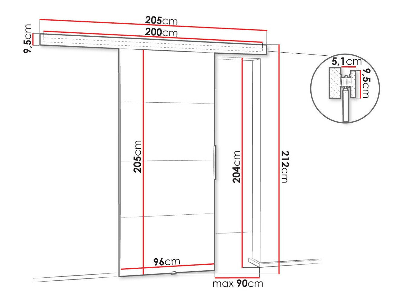 Skydedør Dover 145 (Sonoma eg)