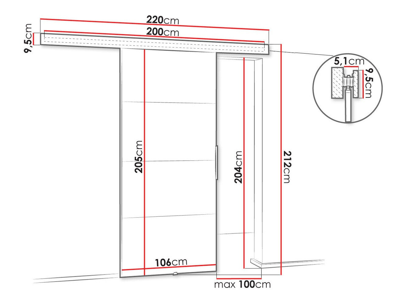 Skydedør Dover 146 (Hvid)