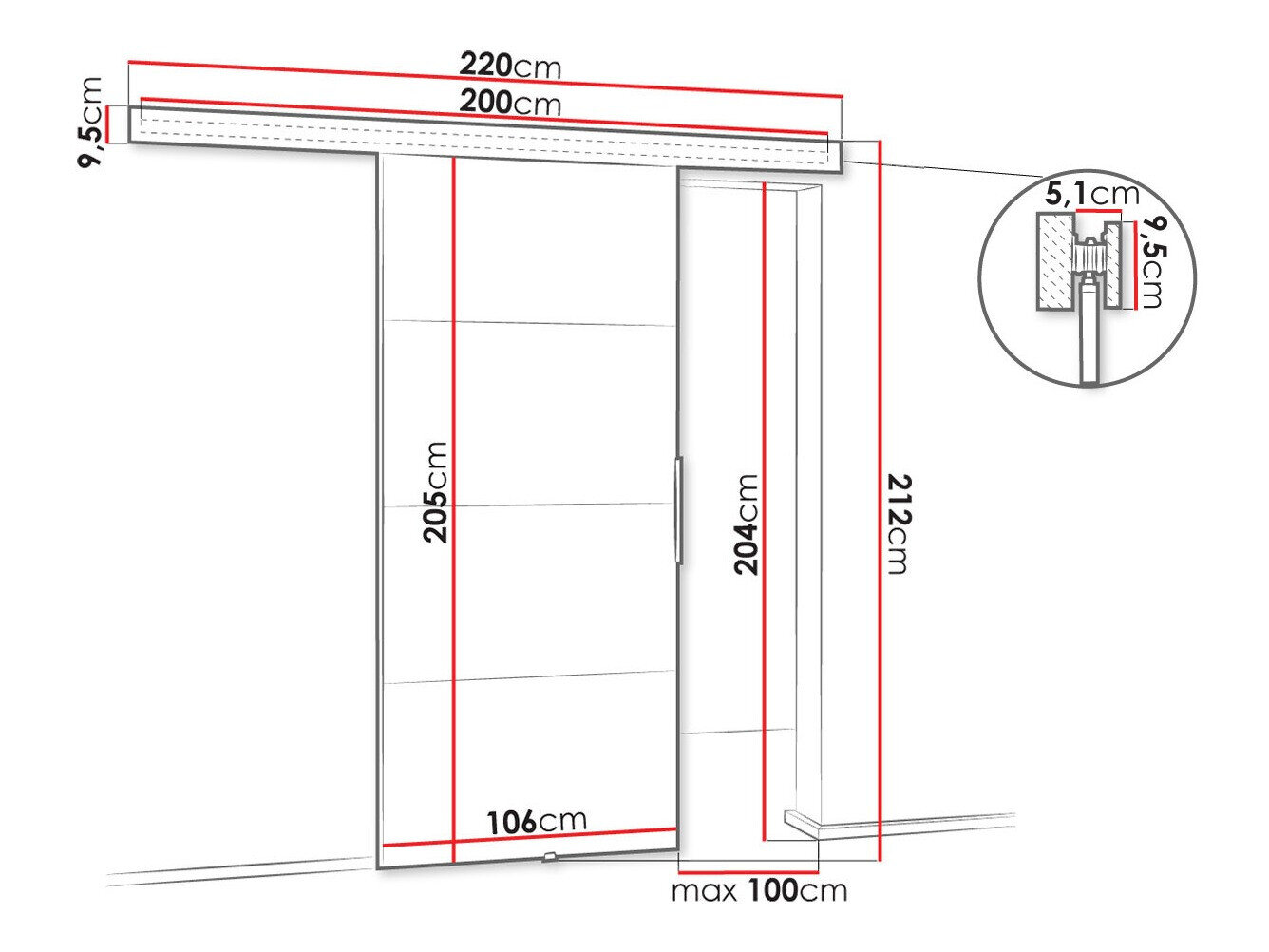 Skydedør Dover 146 (Mørk aske)