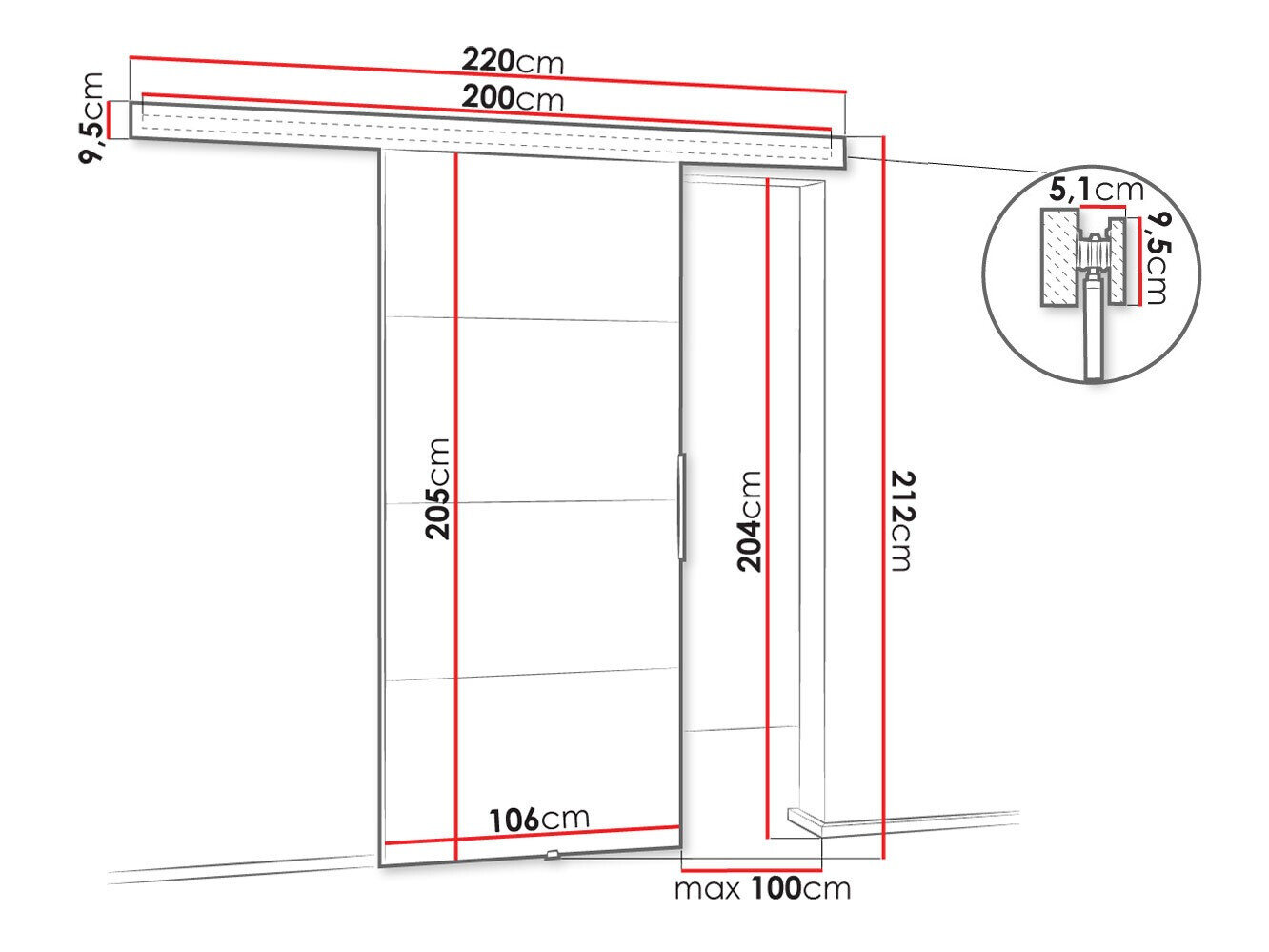 Skydedør Dover 146 (Sonoma eg)