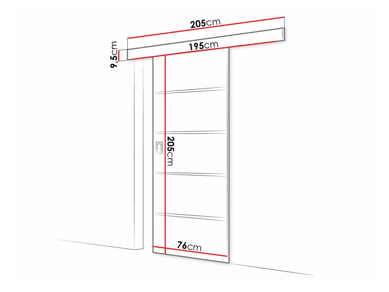 Skydedør Dover 214 (Hvid)