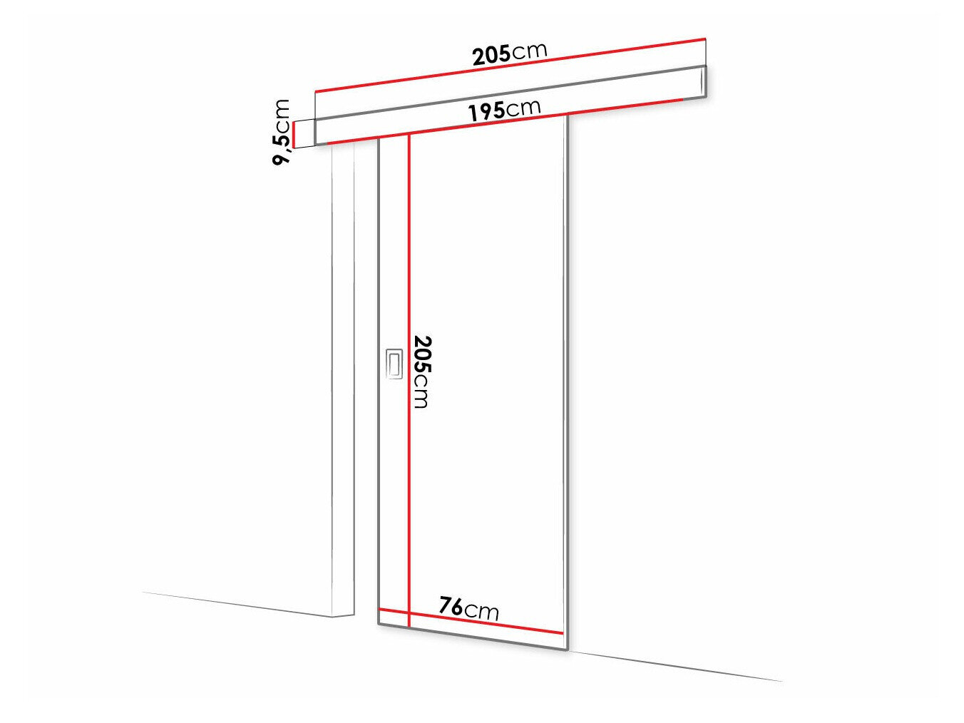 Skydedør Dover 215 (Mørk aske)
