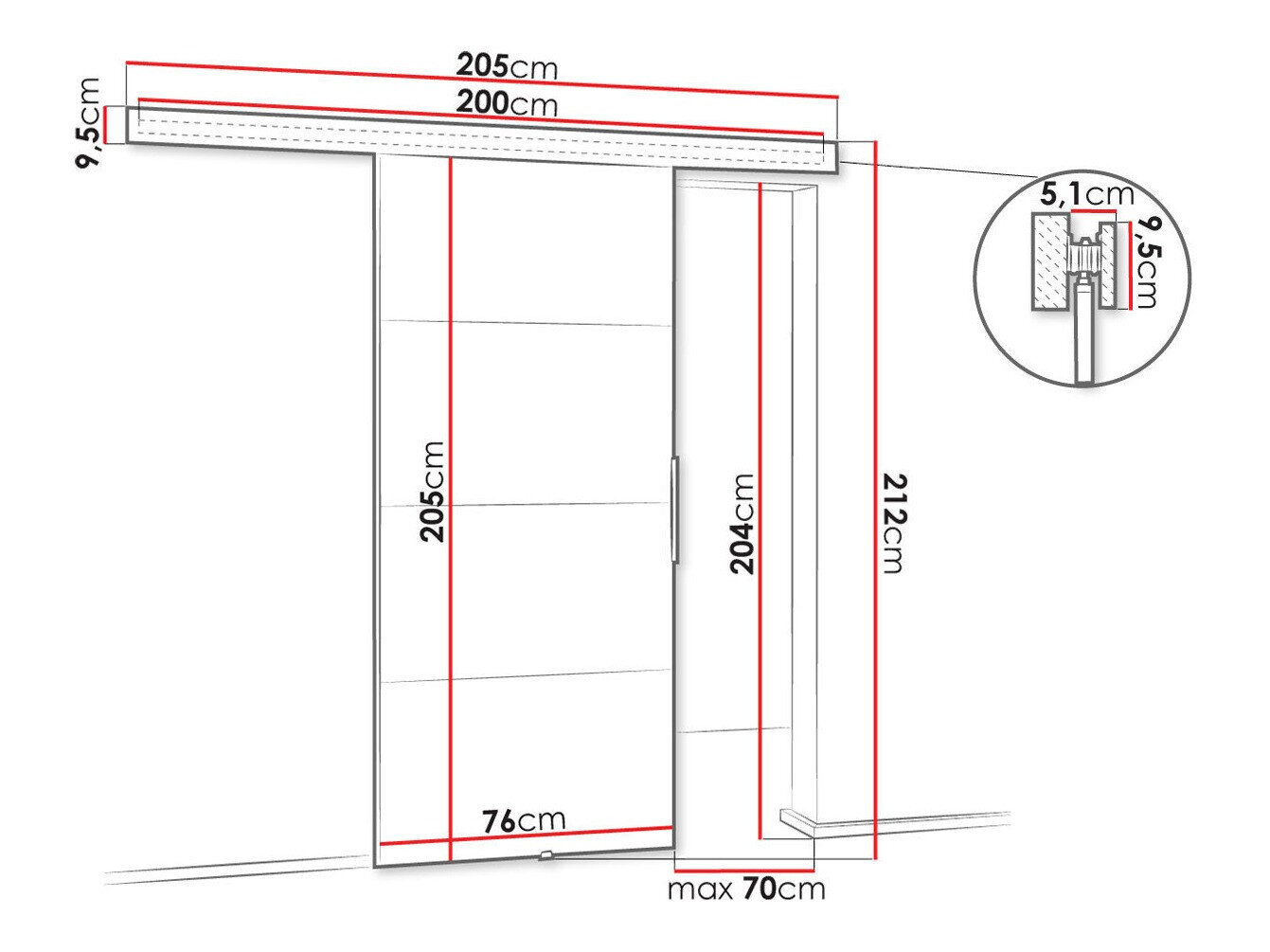 Skydedør Dover 216 (Antracit)