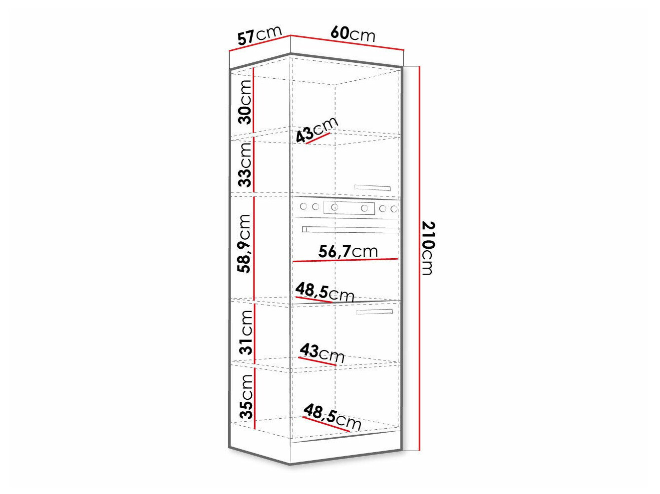 Modulskab til indbyggede apparater Multi Grey 100