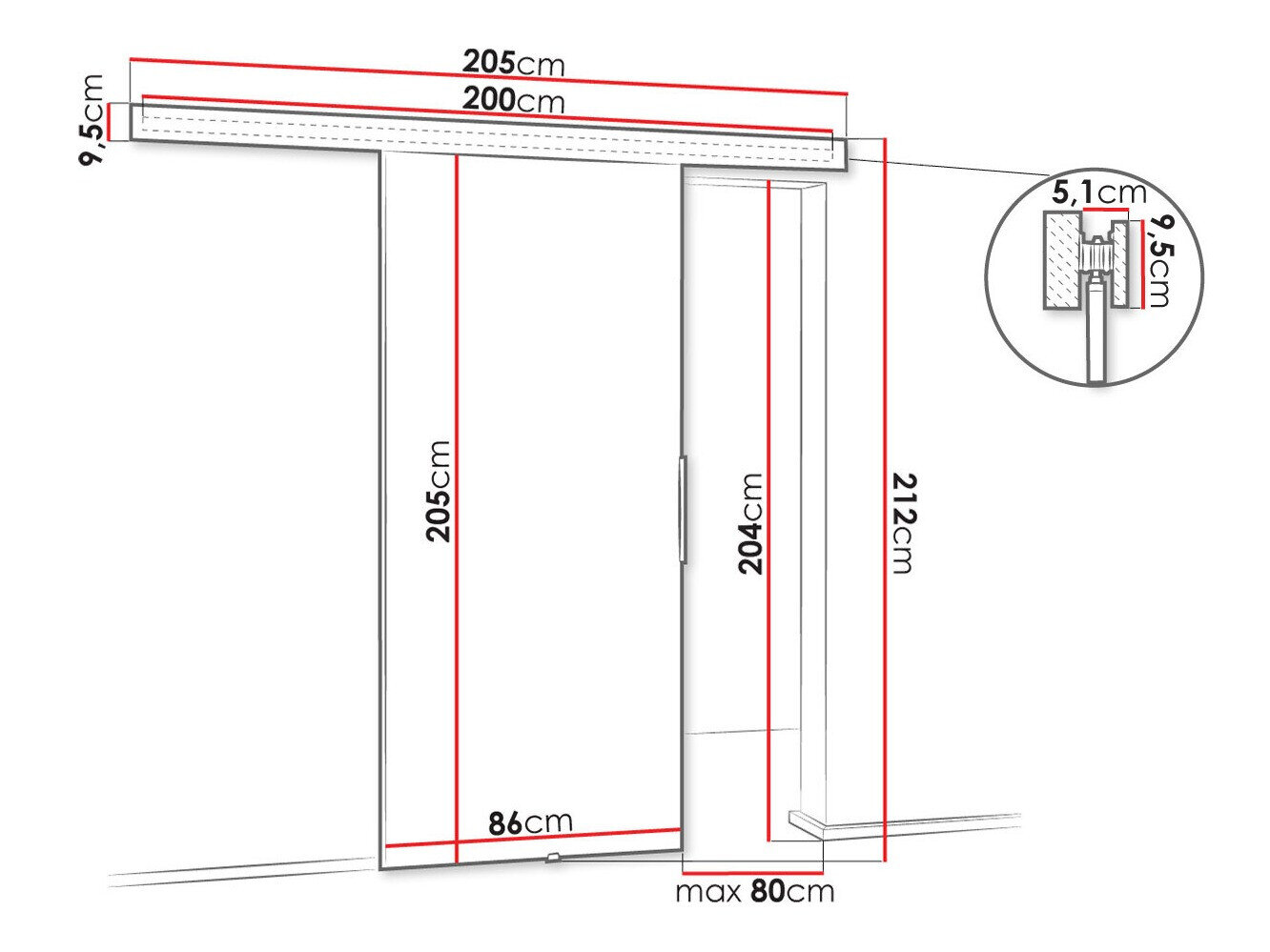 Skydedør Dover 141 (Sonoma eg)