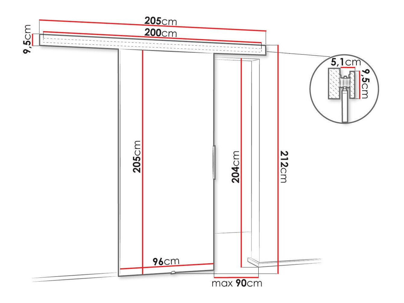Skydedør Dover 142 (Hvid)
