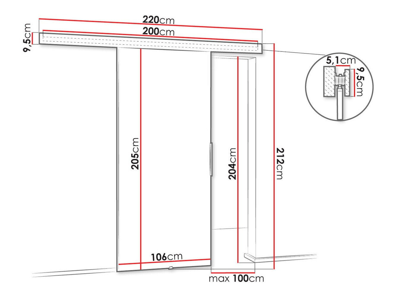 Skydedør Dover 143 (Hvid)