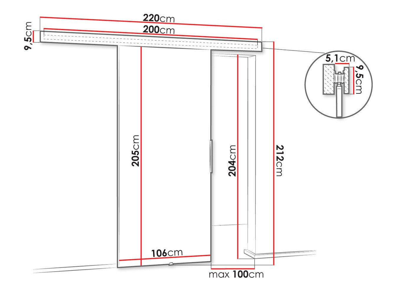 Skydedør Dover 143 (Sonoma eg)